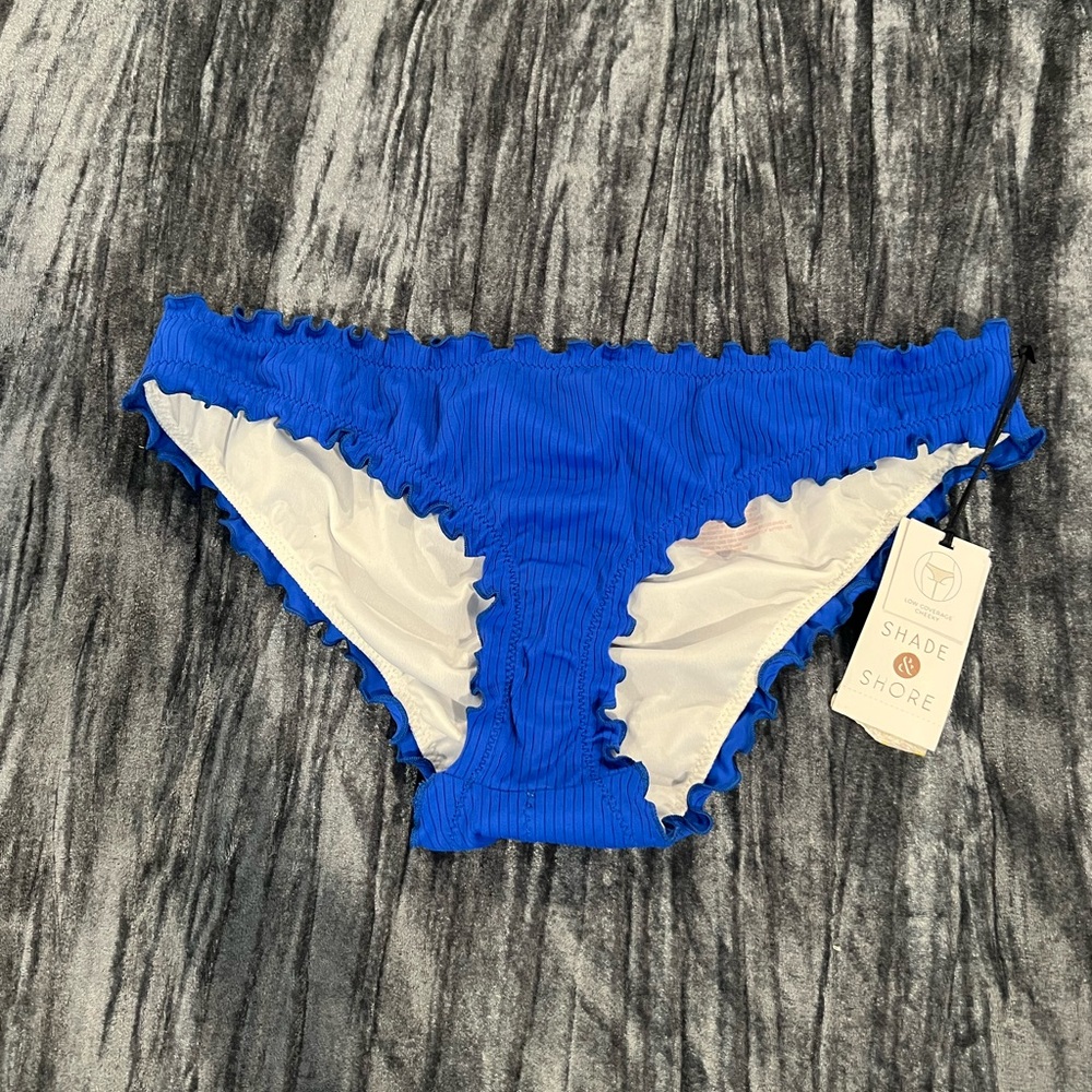 Shade & Shore Blue Ruffled Bikini Bottom